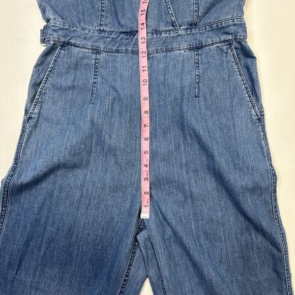 J CREW Point Sur Wide Leg Tailored Indigo Blue Denim Jumpsuit Size 6 Sleeveless - Picture 10 of 16